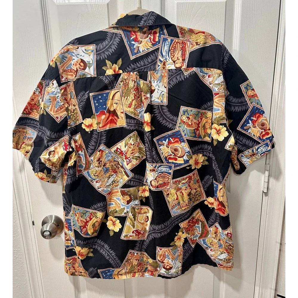 Hilo Hattie Vintage Hawaiian Shirt Coconut Button Tropical Luau Aloha ukulele XL